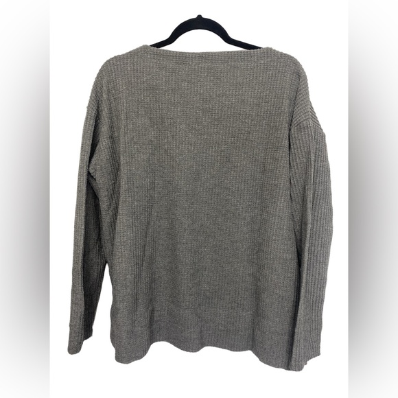 Splendid Gray Waffle Knit Thermal Long Sleeve Top Large - Picture 3 of 5